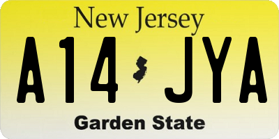 NJ license plate A14JYA