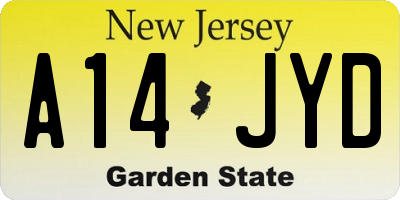 NJ license plate A14JYD