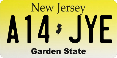 NJ license plate A14JYE