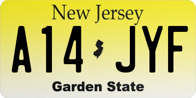 NJ license plate A14JYF