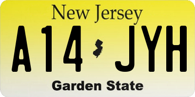 NJ license plate A14JYH