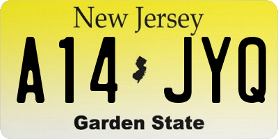 NJ license plate A14JYQ