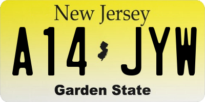 NJ license plate A14JYW