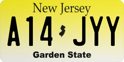 NJ license plate A14JYY