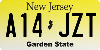 NJ license plate A14JZT