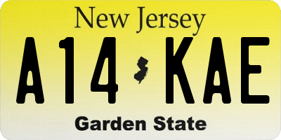 NJ license plate A14KAE