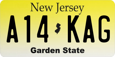 NJ license plate A14KAG