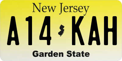 NJ license plate A14KAH