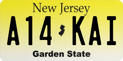 NJ license plate A14KAI