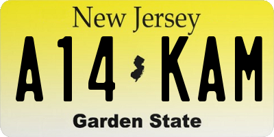 NJ license plate A14KAM