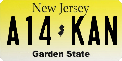NJ license plate A14KAN