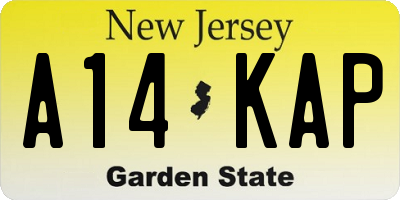 NJ license plate A14KAP