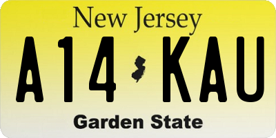 NJ license plate A14KAU