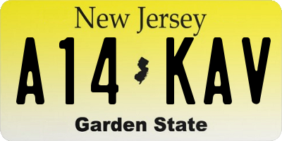 NJ license plate A14KAV