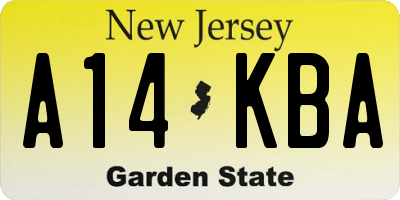 NJ license plate A14KBA