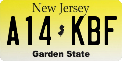 NJ license plate A14KBF