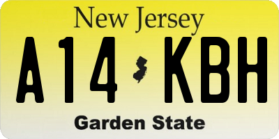 NJ license plate A14KBH