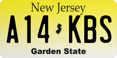 NJ license plate A14KBS