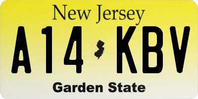 NJ license plate A14KBV