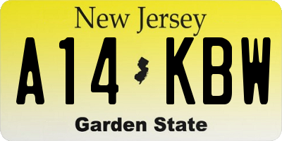NJ license plate A14KBW