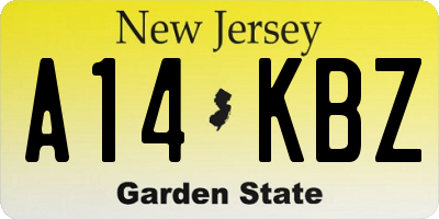 NJ license plate A14KBZ