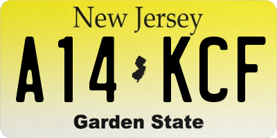 NJ license plate A14KCF