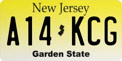 NJ license plate A14KCG