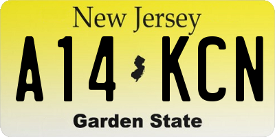 NJ license plate A14KCN