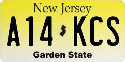 NJ license plate A14KCS