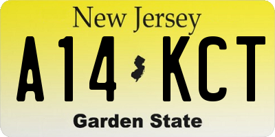 NJ license plate A14KCT