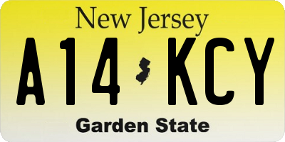 NJ license plate A14KCY