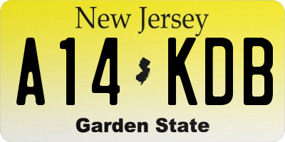 NJ license plate A14KDB