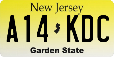 NJ license plate A14KDC