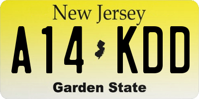 NJ license plate A14KDD