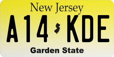 NJ license plate A14KDE