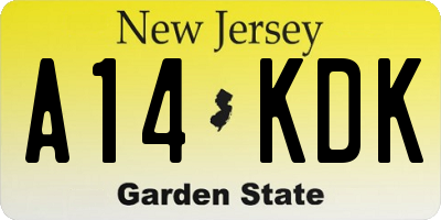 NJ license plate A14KDK