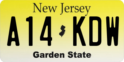 NJ license plate A14KDW