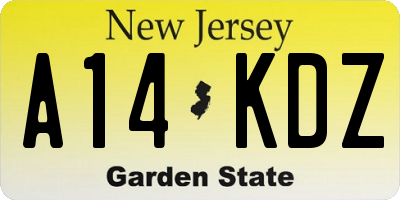 NJ license plate A14KDZ