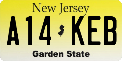 NJ license plate A14KEB