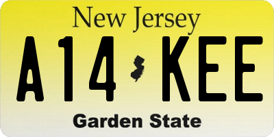 NJ license plate A14KEE