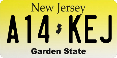NJ license plate A14KEJ