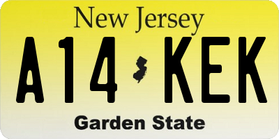 NJ license plate A14KEK