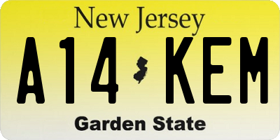 NJ license plate A14KEM