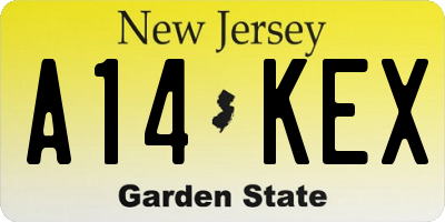 NJ license plate A14KEX
