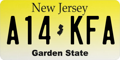 NJ license plate A14KFA