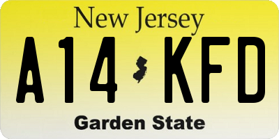 NJ license plate A14KFD
