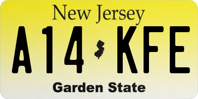 NJ license plate A14KFE