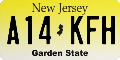 NJ license plate A14KFH