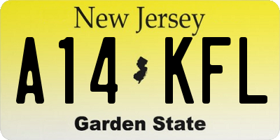 NJ license plate A14KFL