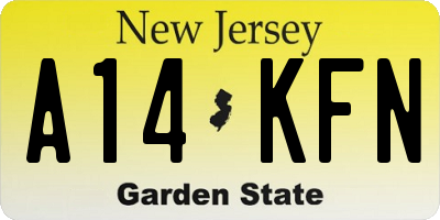 NJ license plate A14KFN
